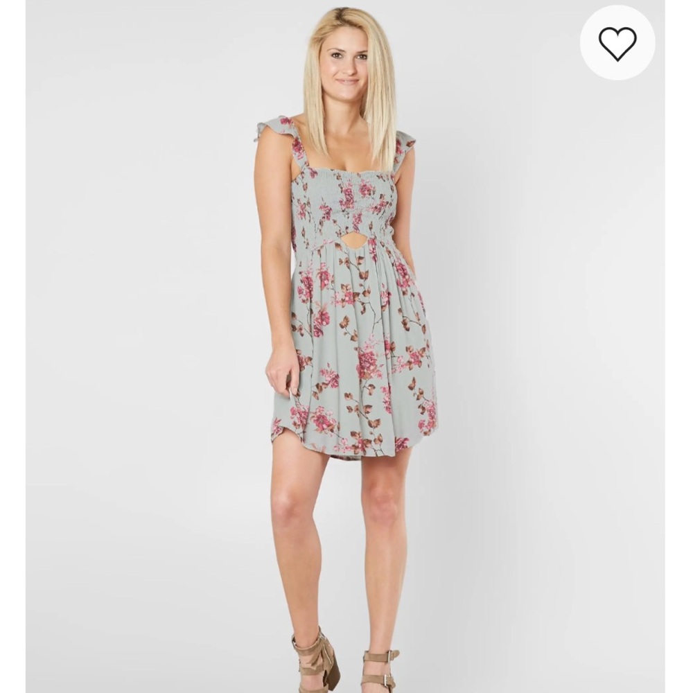 Altar'd State Sage Mini Dress with Vintage Mauve Floral Print